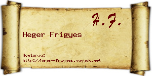 Heger Frigyes névjegykártya